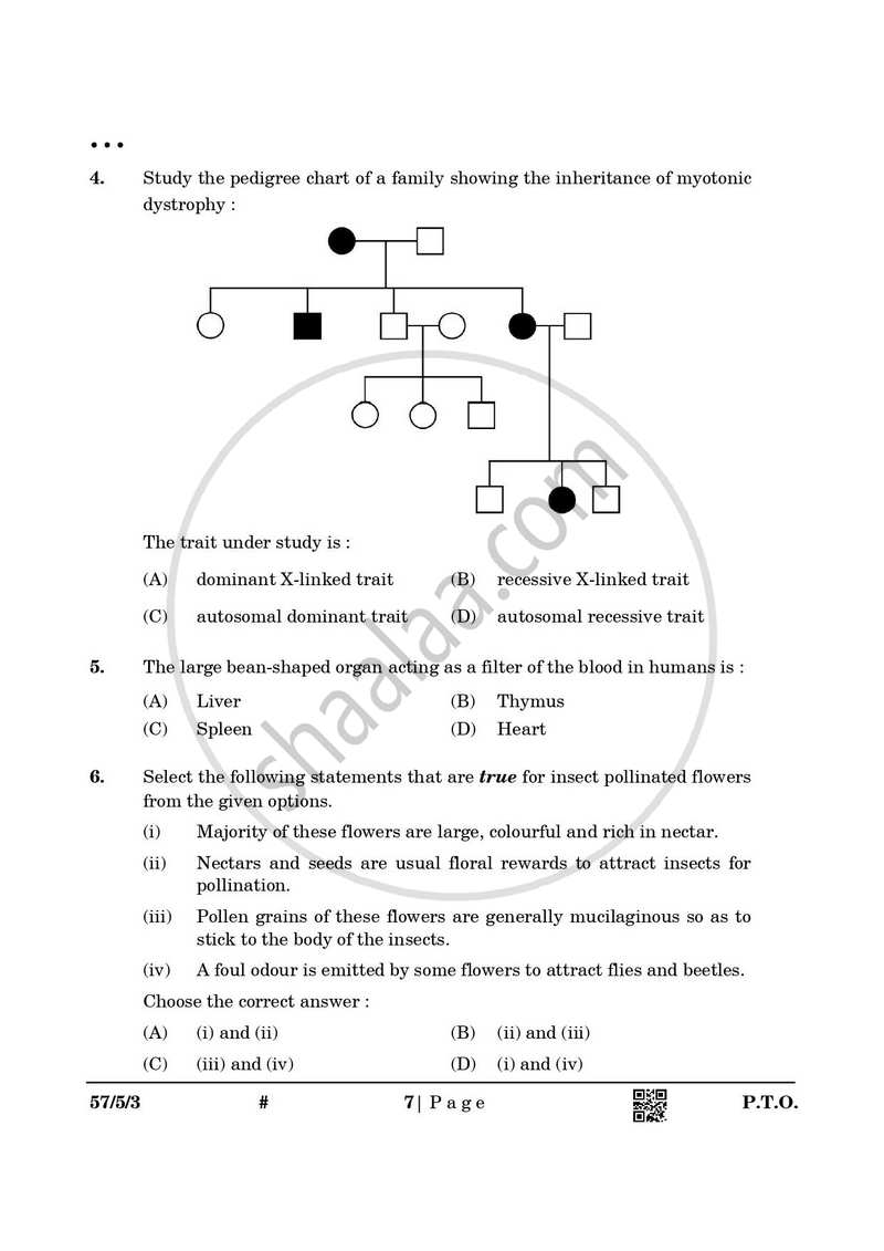 Biology 2024-2025 - CBSE 12th - Class 12 - CBSE (Central Board of Secondary Education) question paper with PDF download