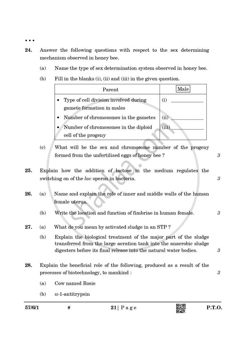 Biology 2024-2025 - CBSE 12th - Class 12 - CBSE (Central Board of Secondary Education) question paper with PDF download