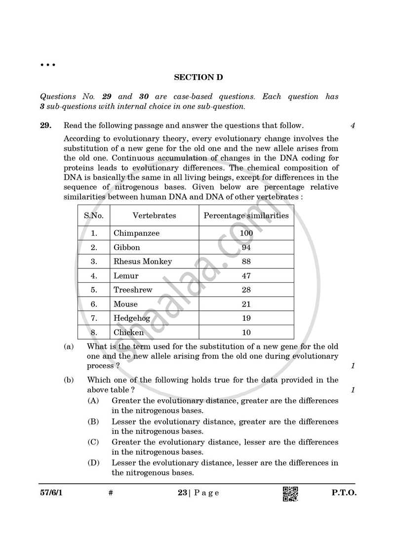 Biology 2024-2025 - CBSE 12th - Class 12 - CBSE (Central Board of Secondary Education) question paper with PDF download