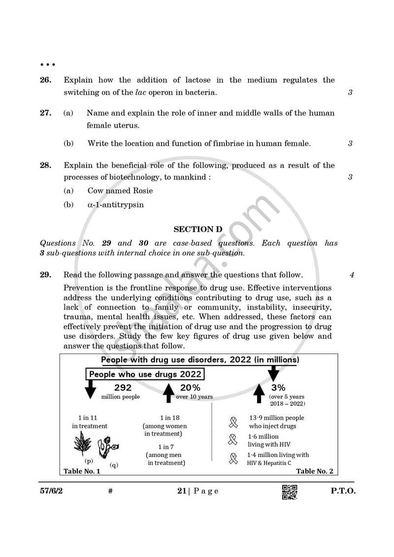 Biology 2024-2025 - CBSE 12th - Class 12 - CBSE (Central Board of Secondary Education) question paper with PDF download