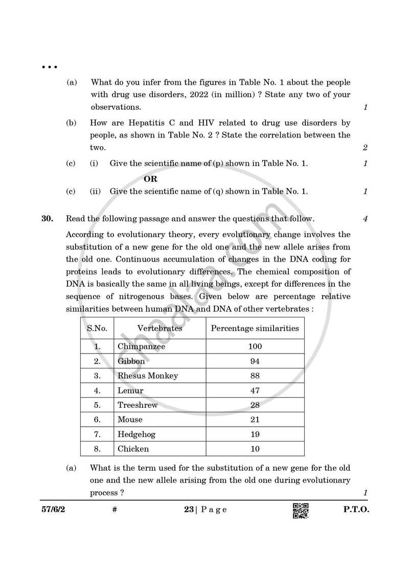 Biology 2024-2025 - CBSE 12th - Class 12 - CBSE (Central Board of Secondary Education) question paper with PDF download