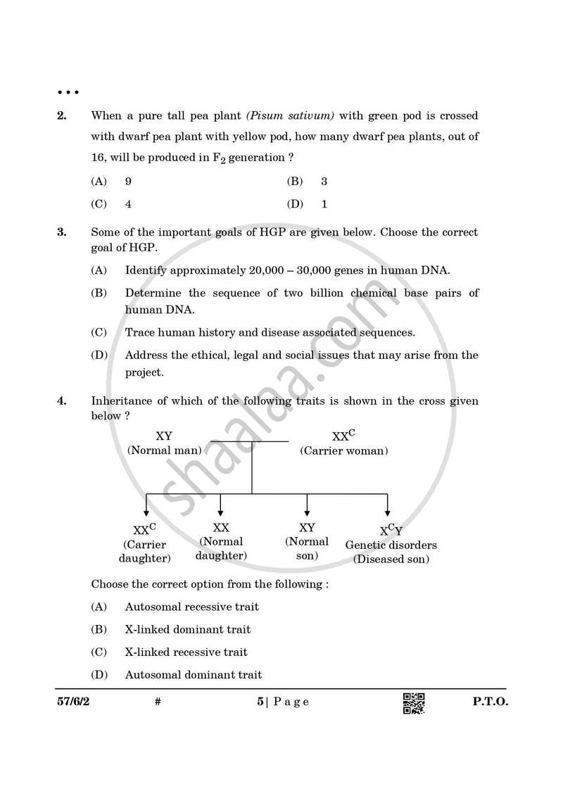 Biology 2024-2025 - CBSE 12th - Class 12 - CBSE (Central Board of Secondary Education) question paper with PDF download
