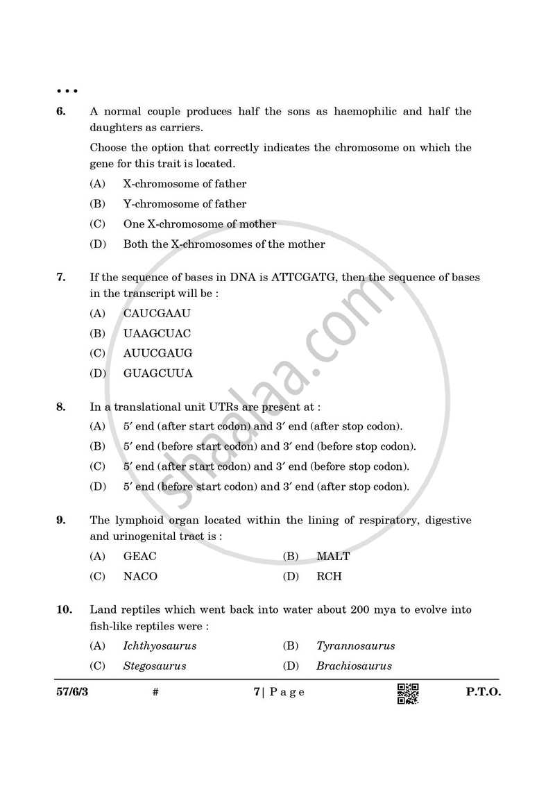 Biology 2024-2025 - CBSE 12th - Class 12 - CBSE (Central Board of Secondary Education) question paper with PDF download