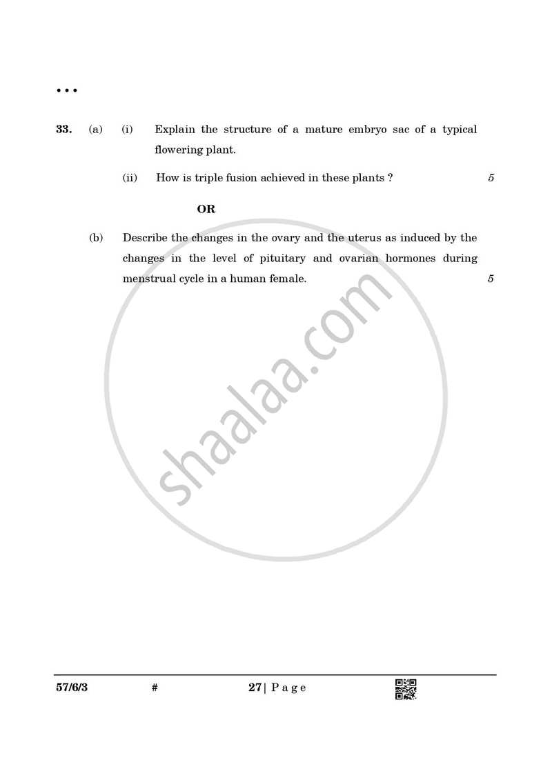 Biology 2024-2025 - CBSE 12th - Class 12 - CBSE (Central Board of Secondary Education) question paper with PDF download