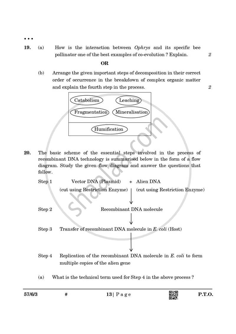 Biology 2024-2025 - CBSE 12th - Class 12 - CBSE (Central Board of Secondary Education) question paper with PDF download
