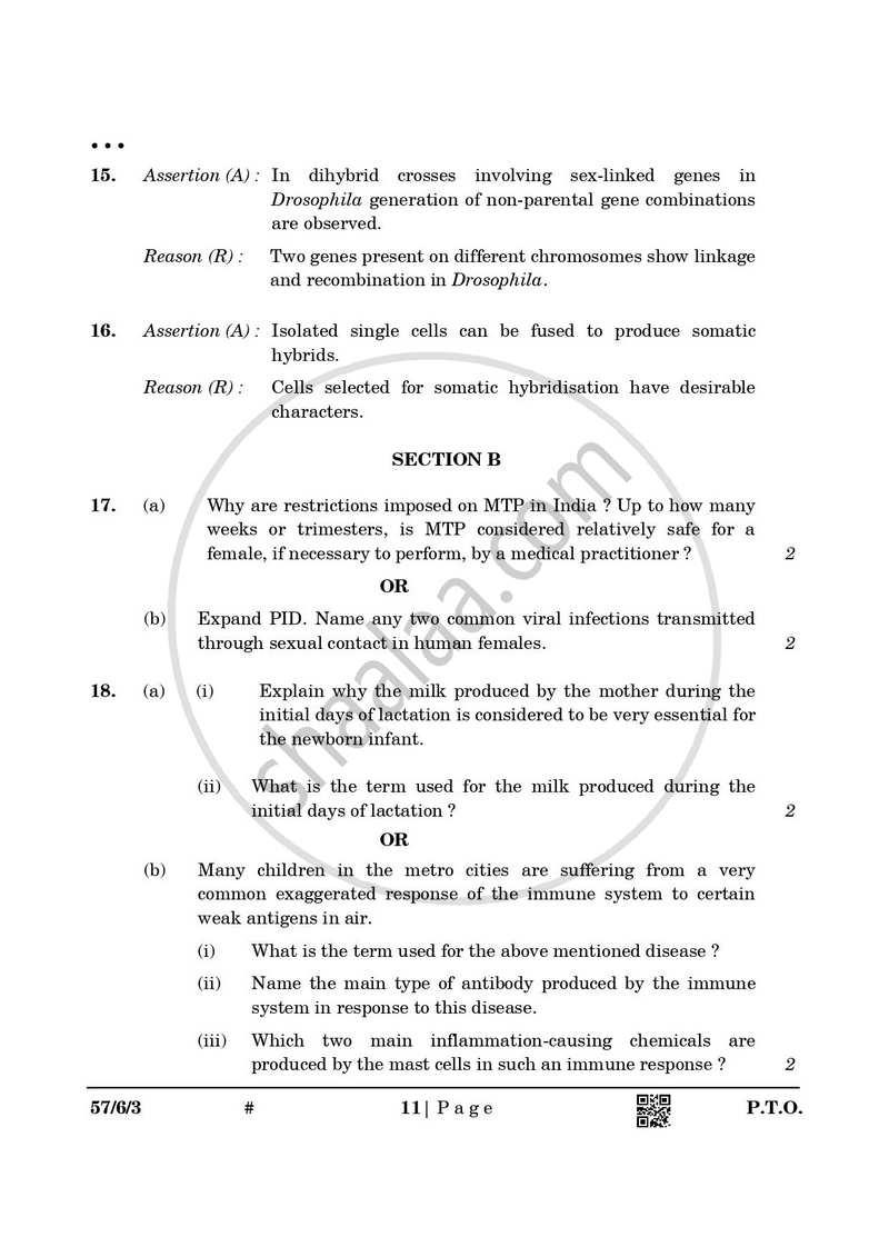 Biology 2024-2025 - CBSE 12th - Class 12 - CBSE (Central Board of Secondary Education) question paper with PDF download