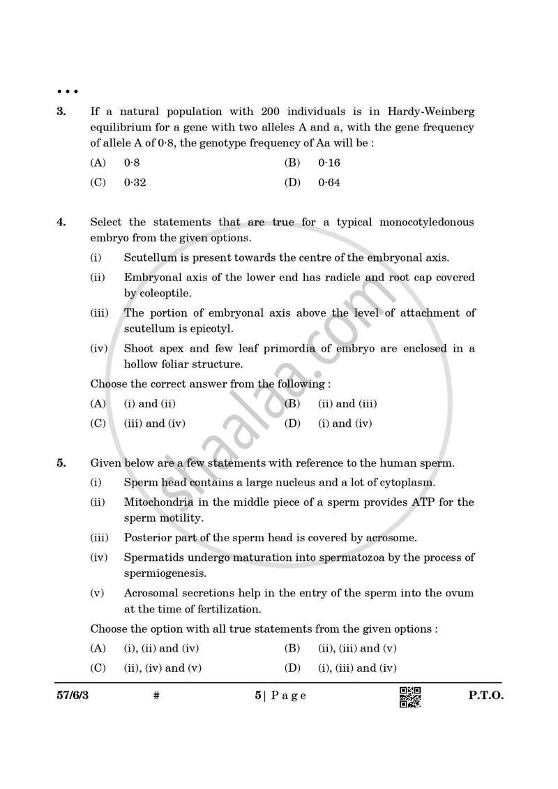 Biology 2024-2025 - CBSE 12th - Class 12 - CBSE (Central Board of Secondary Education) question paper with PDF download