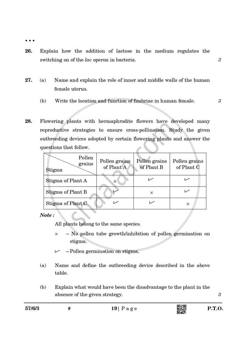 Biology 2024-2025 - CBSE 12th - Class 12 - CBSE (Central Board of Secondary Education) question paper with PDF download