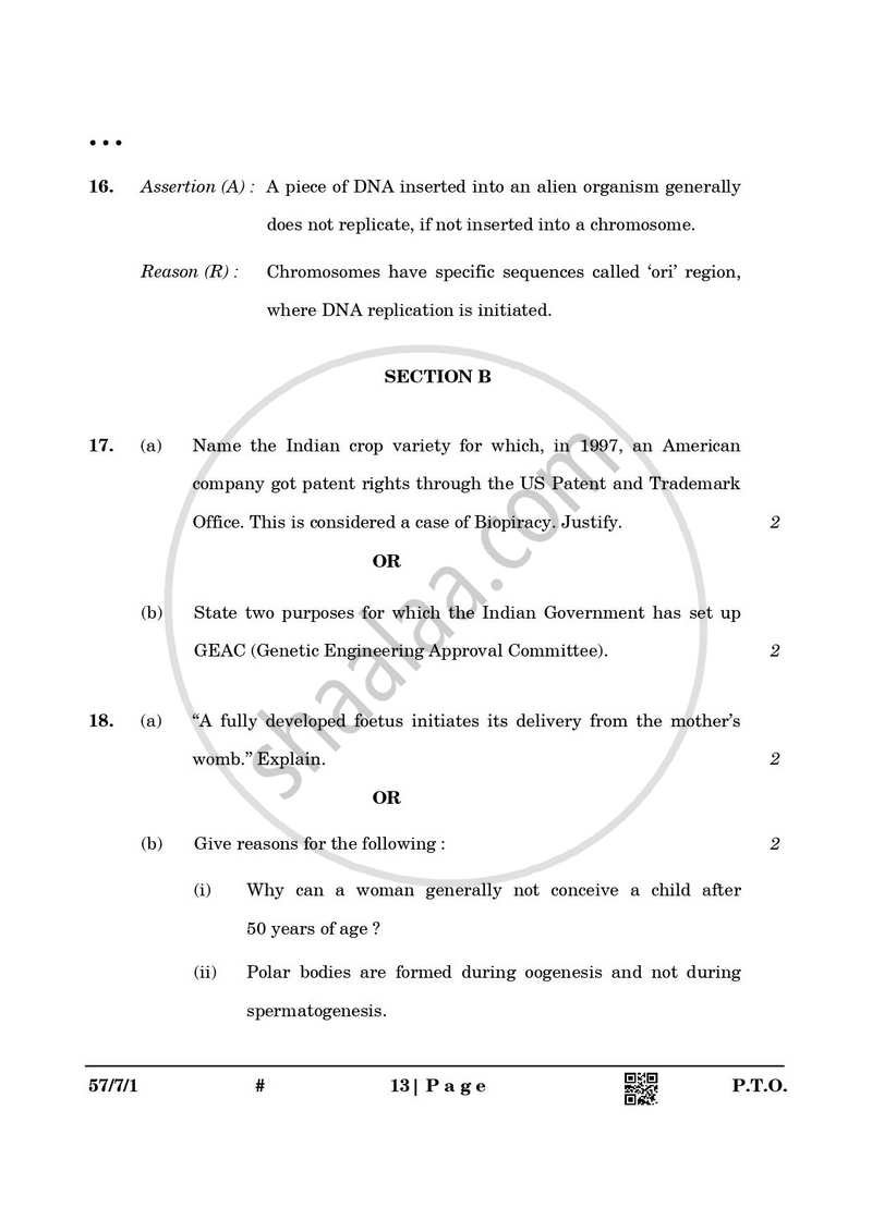 Biology 2024-2025 - CBSE 12th - Class 12 - CBSE (Central Board of Secondary Education) question paper with PDF download