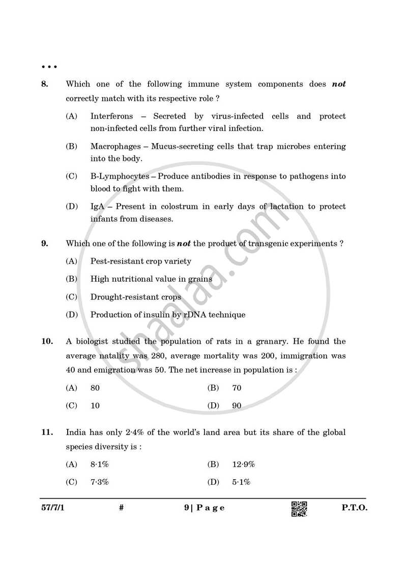 Biology 2024-2025 - CBSE 12th - Class 12 - CBSE (Central Board of Secondary Education) question paper with PDF download