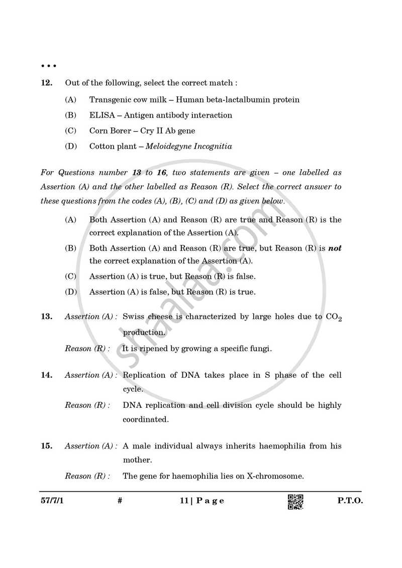 Biology 2024-2025 - CBSE 12th - Class 12 - CBSE (Central Board of Secondary Education) question paper with PDF download