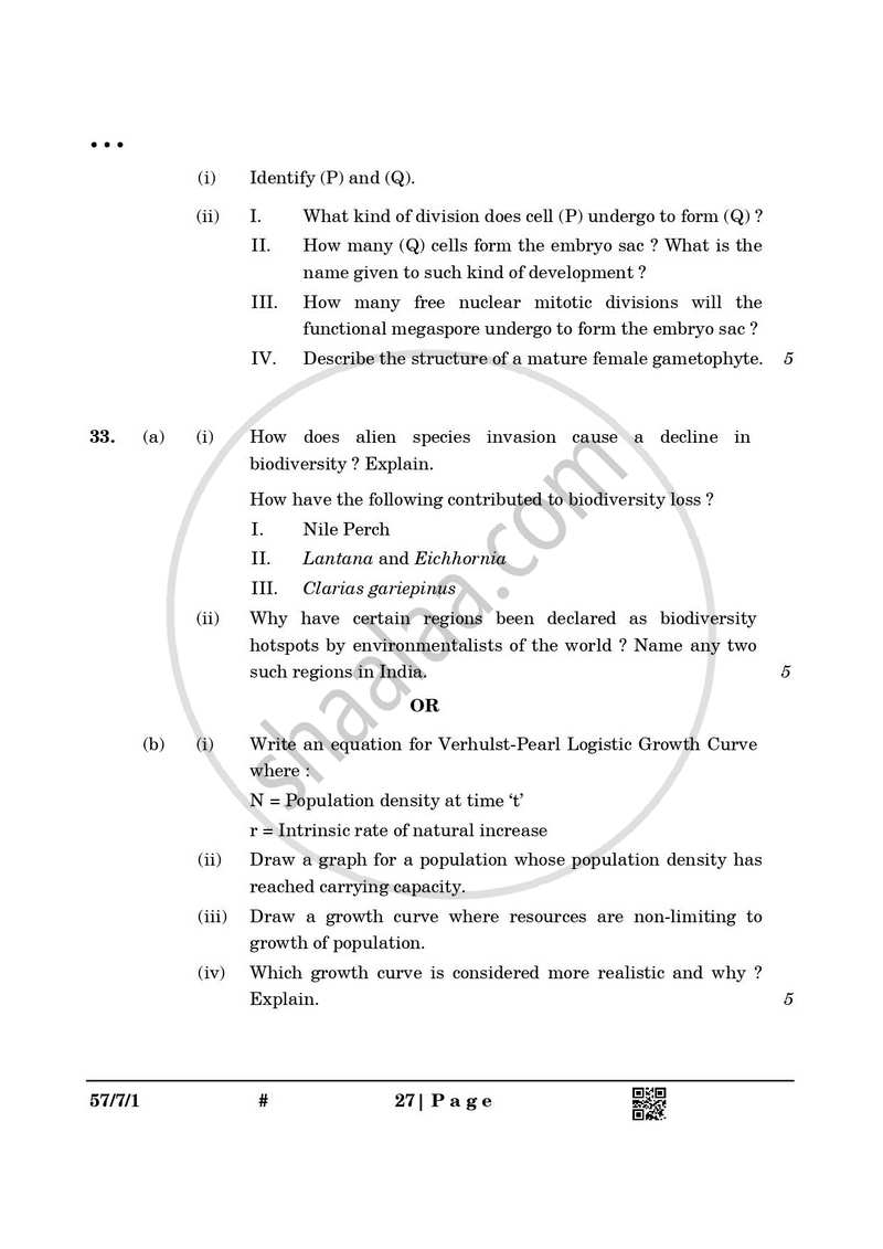 Biology 2024-2025 - CBSE 12th - Class 12 - CBSE (Central Board of Secondary Education) question paper with PDF download