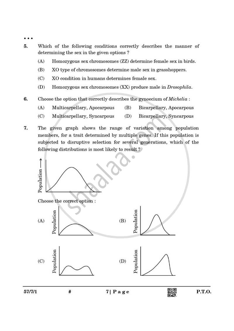 Biology 2024-2025 - CBSE 12th - Class 12 - CBSE (Central Board of Secondary Education) question paper with PDF download