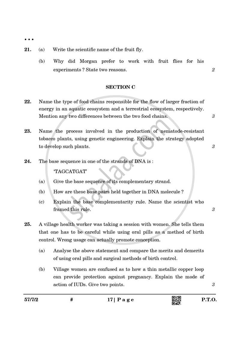 Biology 2024-2025 - CBSE 12th - Class 12 - CBSE (Central Board of Secondary Education) question paper with PDF download
