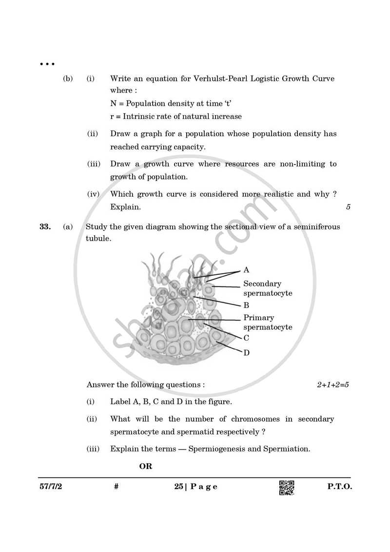 Biology 2024-2025 - CBSE 12th - Class 12 - CBSE (Central Board of Secondary Education) question paper with PDF download