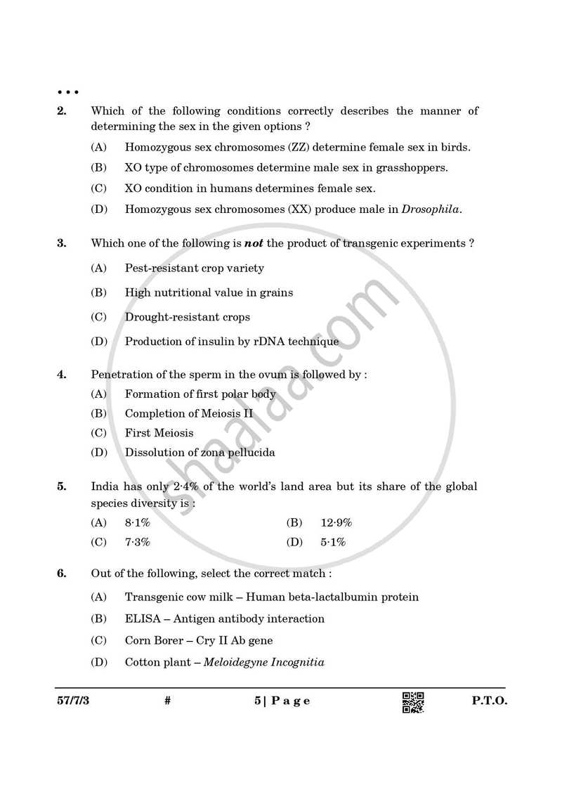 Biology 2024-2025 - CBSE 12th - Class 12 - CBSE (Central Board of Secondary Education) question paper with PDF download