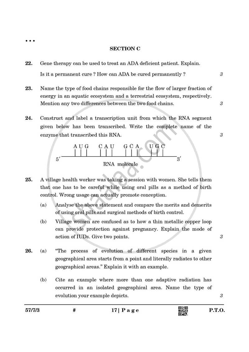 Biology 2024-2025 - CBSE 12th - Class 12 - CBSE (Central Board of Secondary Education) question paper with PDF download