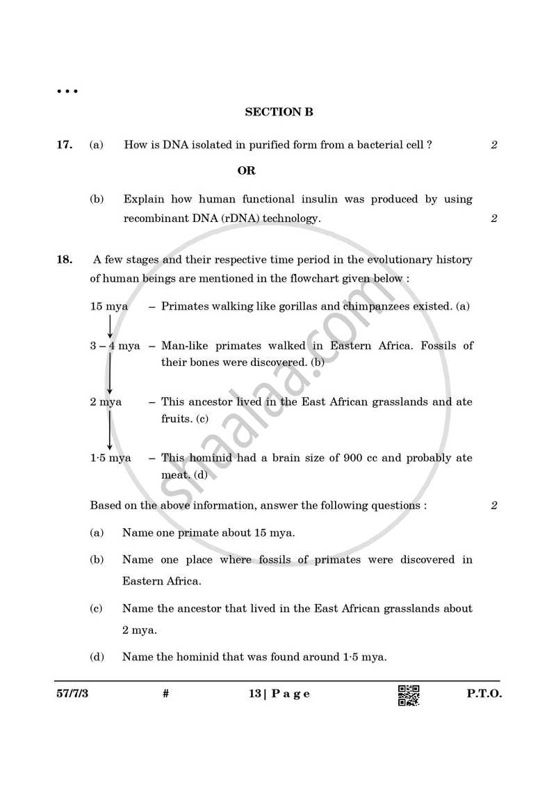 Biology 2024-2025 - CBSE 12th - Class 12 - CBSE (Central Board of Secondary Education) question paper with PDF download