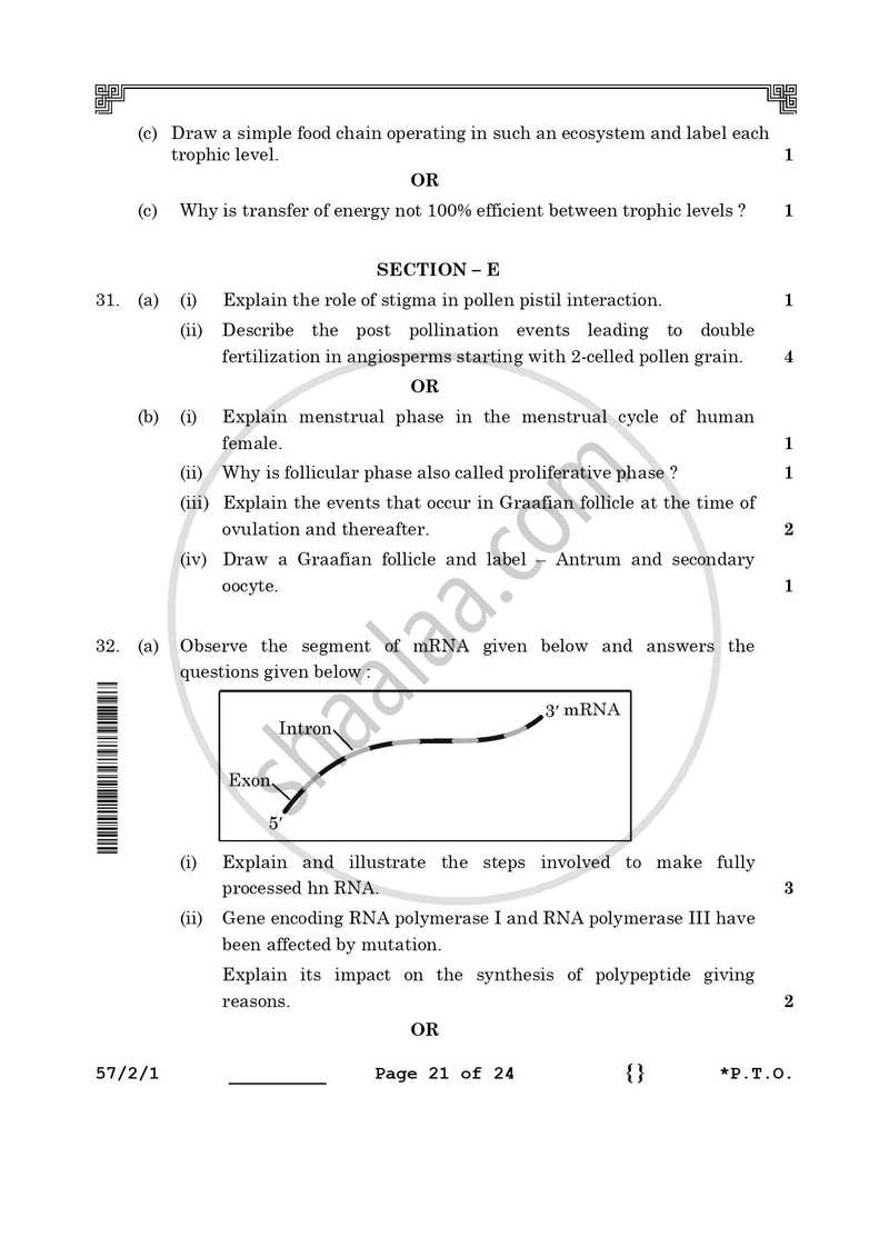 Biology 2025-2026 - CBSE 12th - Class 12 - CBSE (Central Board of Secondary Education) question paper with PDF download