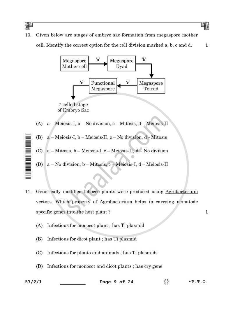 Biology 2025-2026 - CBSE 12th - Class 12 - CBSE (Central Board of Secondary Education) question paper with PDF download