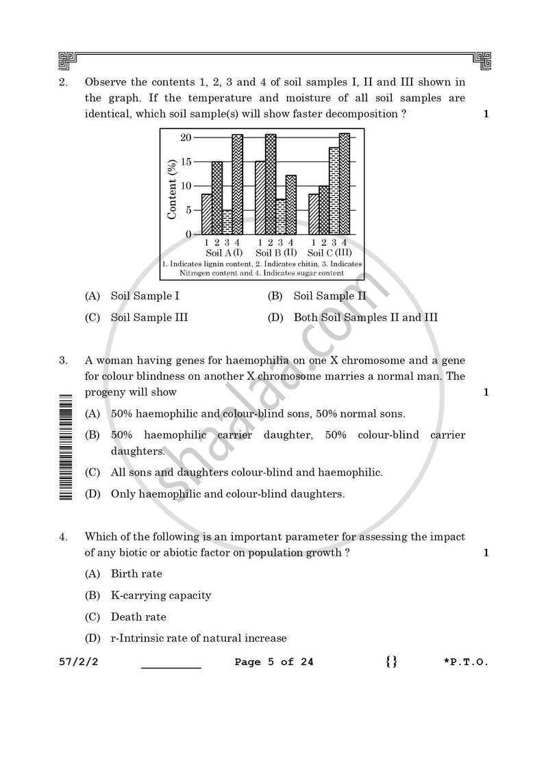 Biology 2025-2026 - CBSE 12th - Class 12 - CBSE (Central Board of Secondary Education) question paper with PDF download
