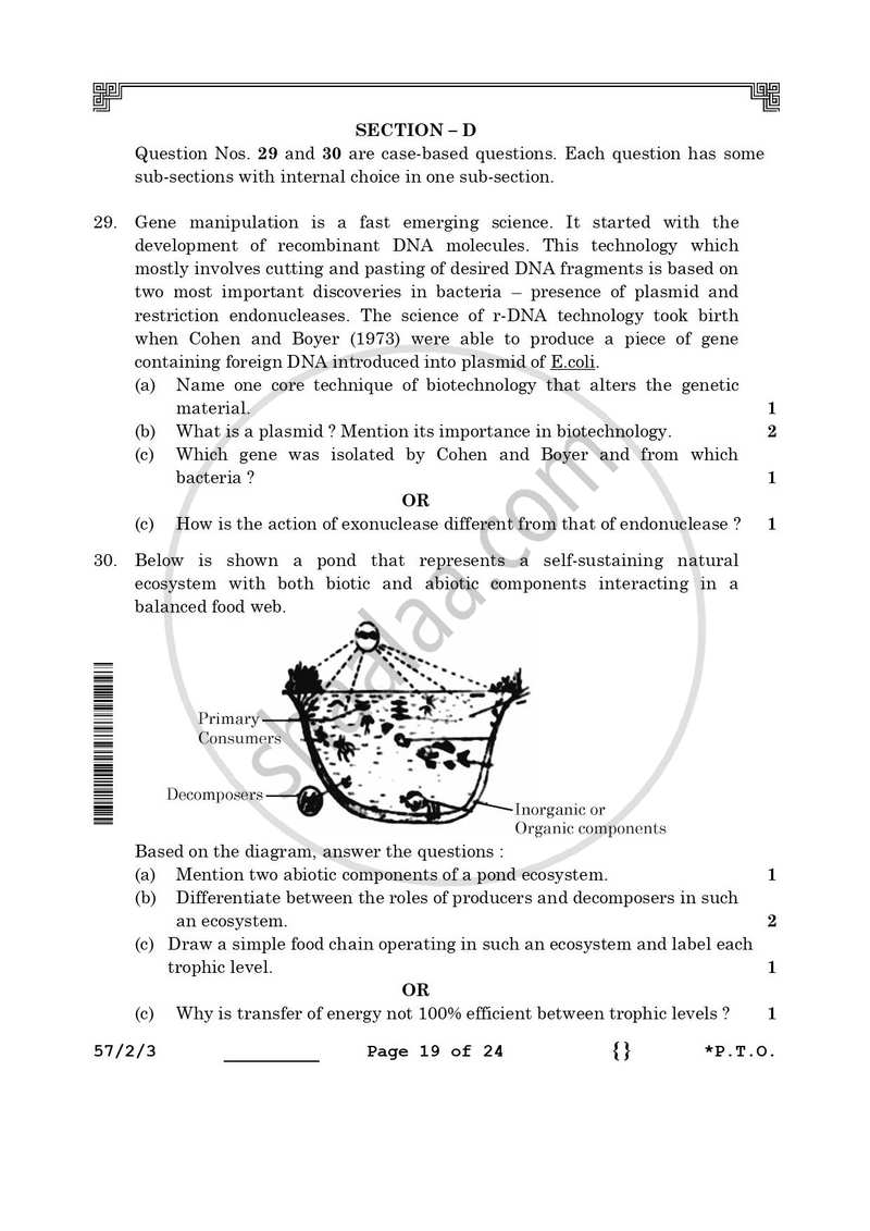 Biology 2025-2026 - CBSE 12th - Class 12 - CBSE (Central Board of Secondary Education) question paper with PDF download