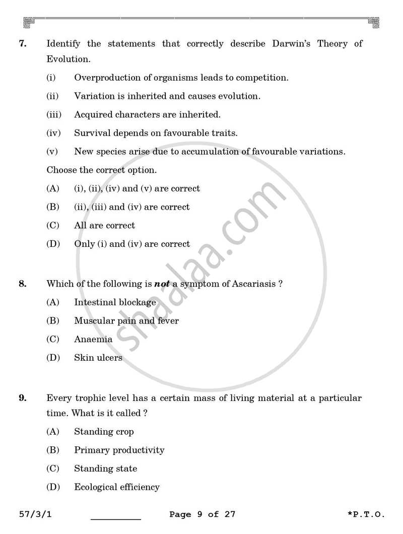 Biology 2025-2026 - CBSE 12th - Class 12 - CBSE (Central Board of Secondary Education) question paper with PDF download