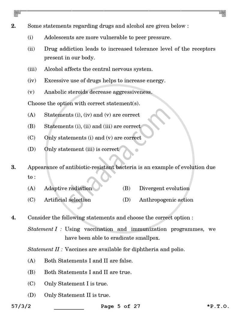 Biology 2025-2026 - CBSE 12th - Class 12 - CBSE (Central Board of Secondary Education) question paper with PDF download