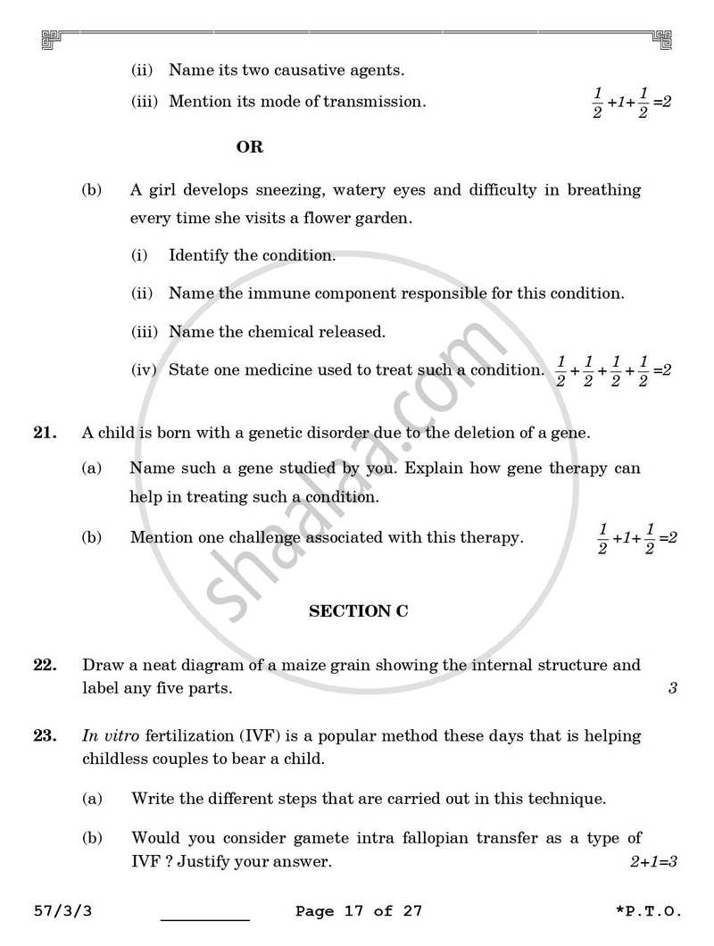 Biology 2025-2026 - CBSE 12th - Class 12 - CBSE (Central Board of Secondary Education) question paper with PDF download