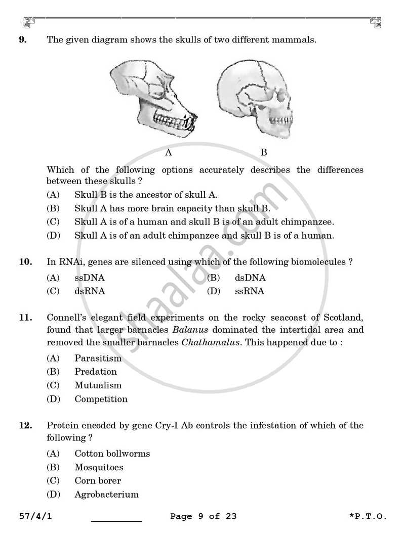Biology 2025-2026 - CBSE 12th - Class 12 - CBSE (Central Board of Secondary Education) question paper with PDF download