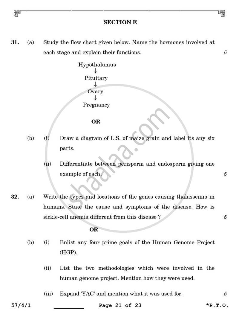 Biology 2025-2026 - CBSE 12th - Class 12 - CBSE (Central Board of Secondary Education) question paper with PDF download