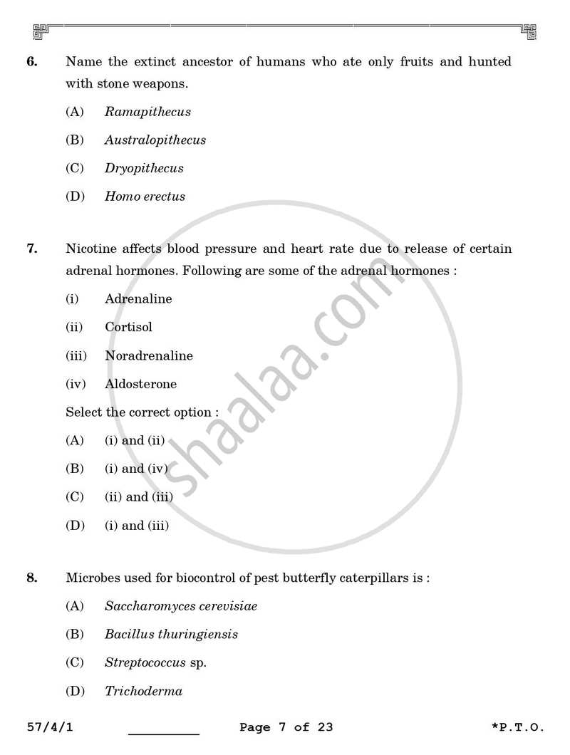 Biology 2025-2026 - CBSE 12th - Class 12 - CBSE (Central Board of Secondary Education) question paper with PDF download