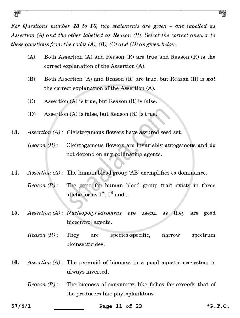 Biology 2025-2026 - CBSE 12th - Class 12 - CBSE (Central Board of Secondary Education) question paper with PDF download