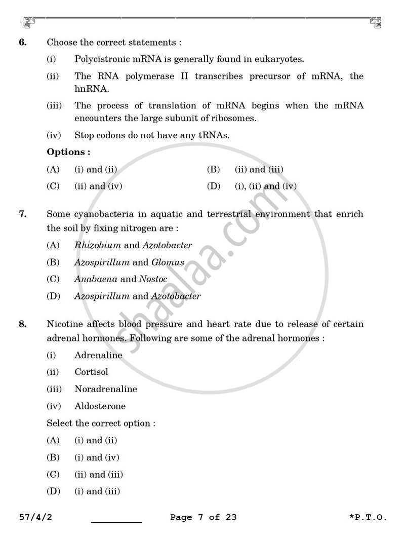 Biology 2025-2026 - CBSE 12th - Class 12 - CBSE (Central Board of Secondary Education) question paper with PDF download
