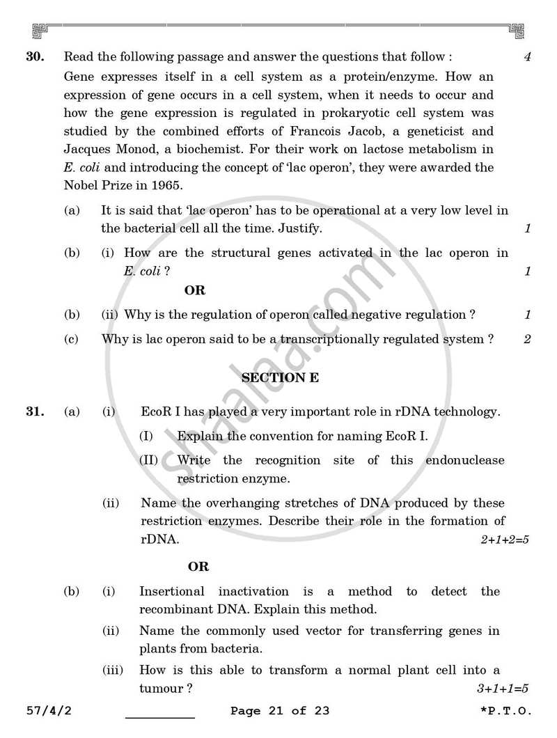 Biology 2025-2026 - CBSE 12th - Class 12 - CBSE (Central Board of Secondary Education) question paper with PDF download