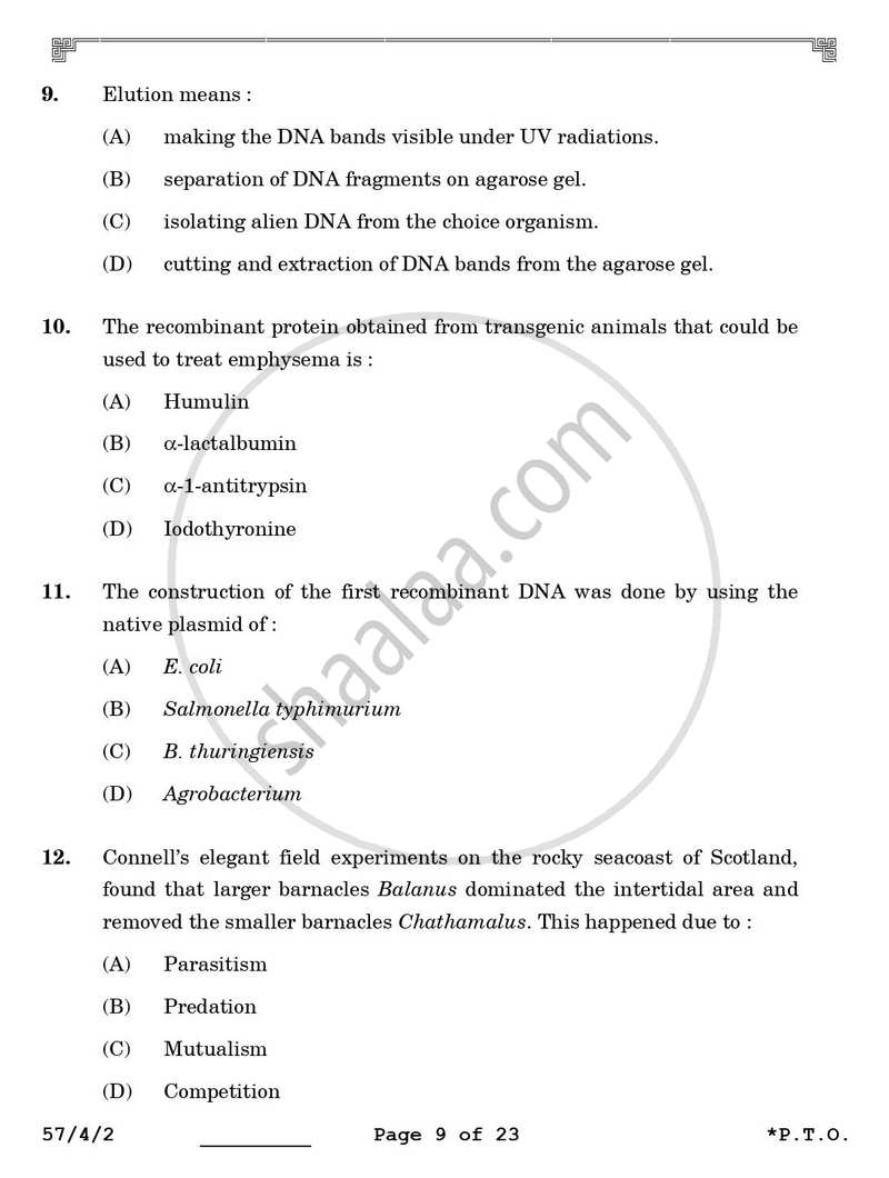 Biology 2025-2026 - CBSE 12th - Class 12 - CBSE (Central Board of Secondary Education) question paper with PDF download