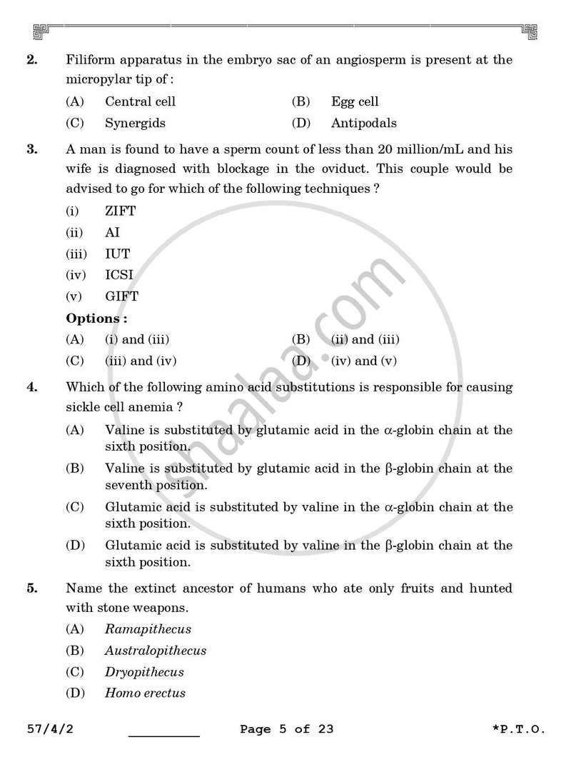 Biology 2025-2026 - CBSE 12th - Class 12 - CBSE (Central Board of Secondary Education) question paper with PDF download
