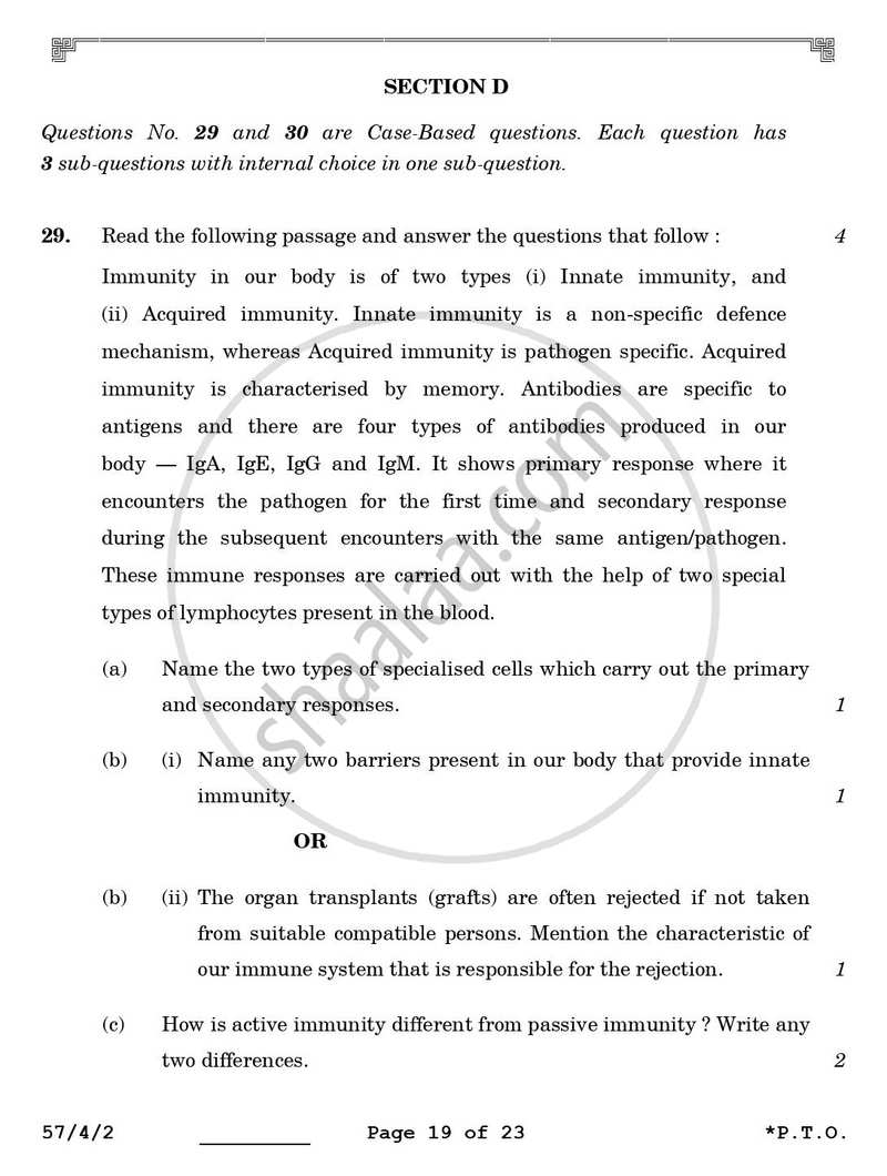 Biology 2025-2026 - CBSE 12th - Class 12 - CBSE (Central Board of Secondary Education) question paper with PDF download