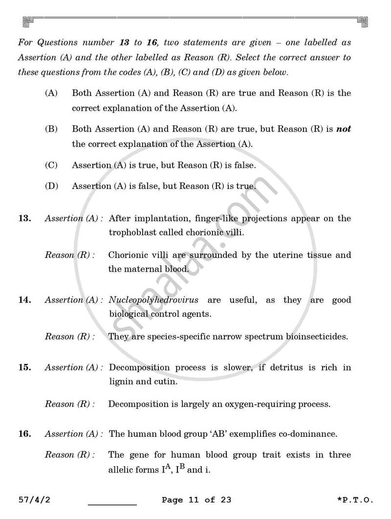 Biology 2025-2026 - CBSE 12th - Class 12 - CBSE (Central Board of Secondary Education) question paper with PDF download