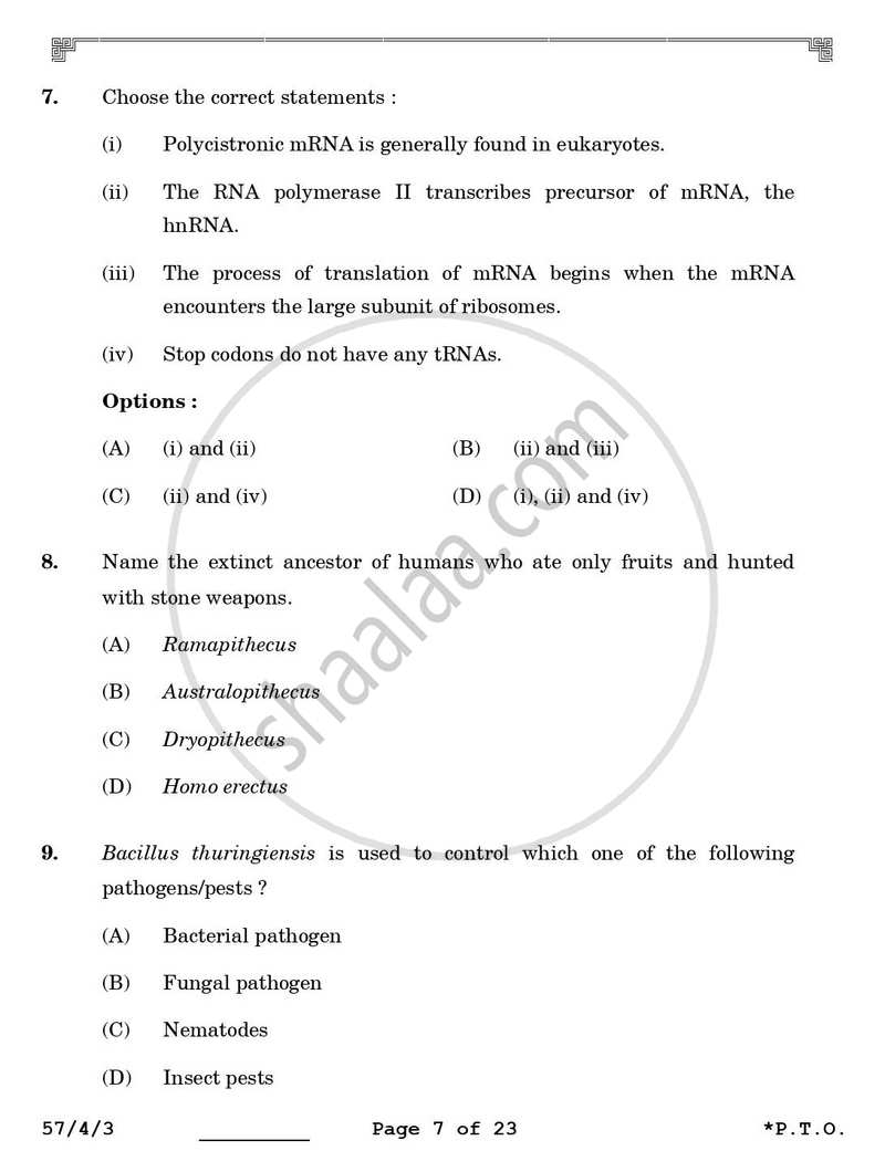Biology 2025-2026 - CBSE 12th - Class 12 - CBSE (Central Board of Secondary Education) question paper with PDF download