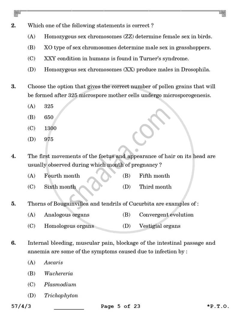 Biology 2025-2026 - CBSE 12th - Class 12 - CBSE (Central Board of Secondary Education) question paper with PDF download
