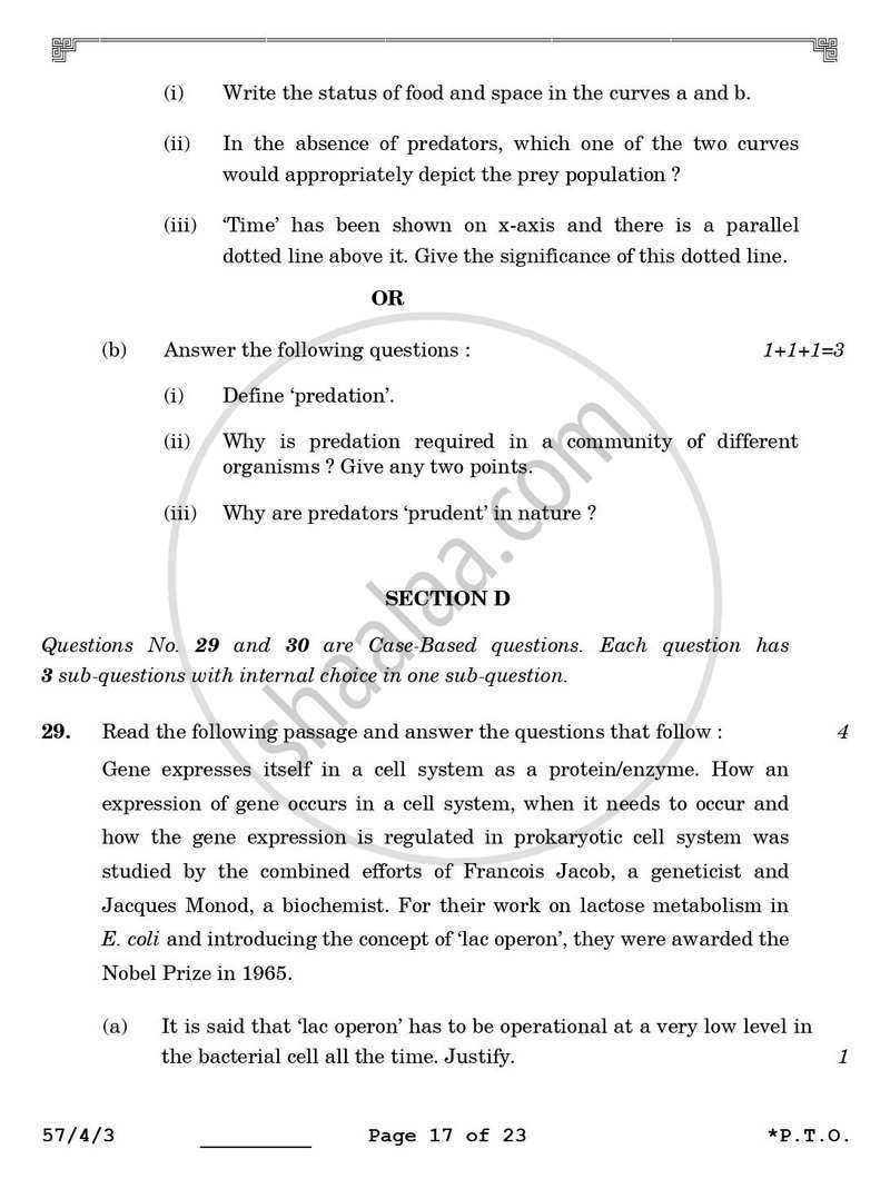Biology 2025-2026 - CBSE 12th - Class 12 - CBSE (Central Board of Secondary Education) question paper with PDF download