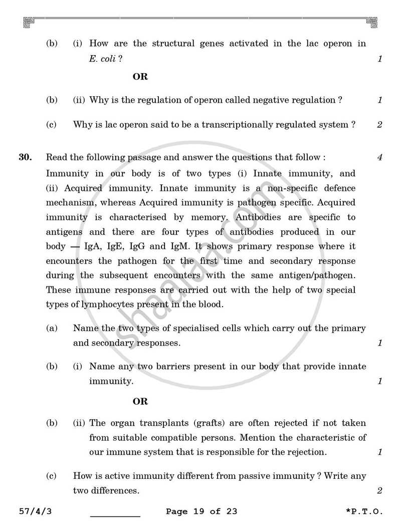 Biology 2025-2026 - CBSE 12th - Class 12 - CBSE (Central Board of Secondary Education) question paper with PDF download