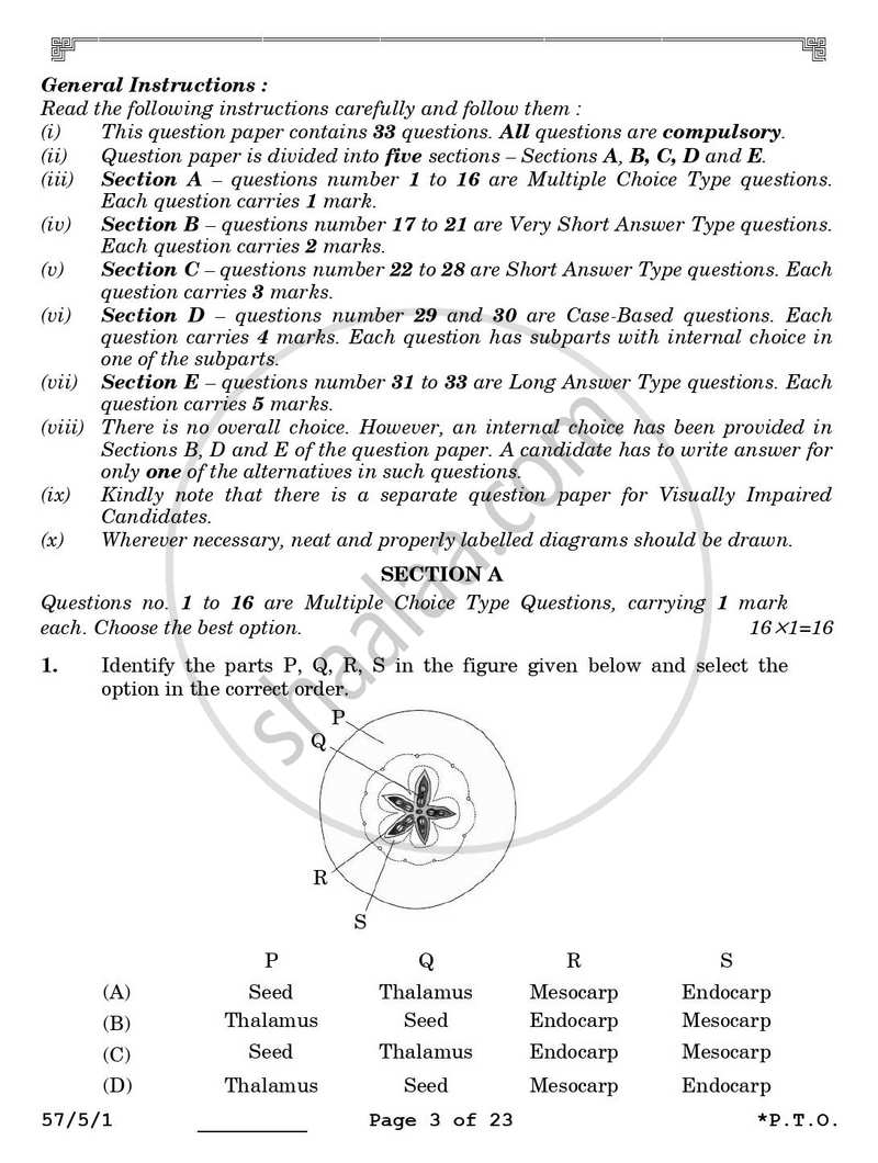 Biology 2025-2026 - CBSE 12th - Class 12 - CBSE (Central Board of Secondary Education) question paper with PDF download