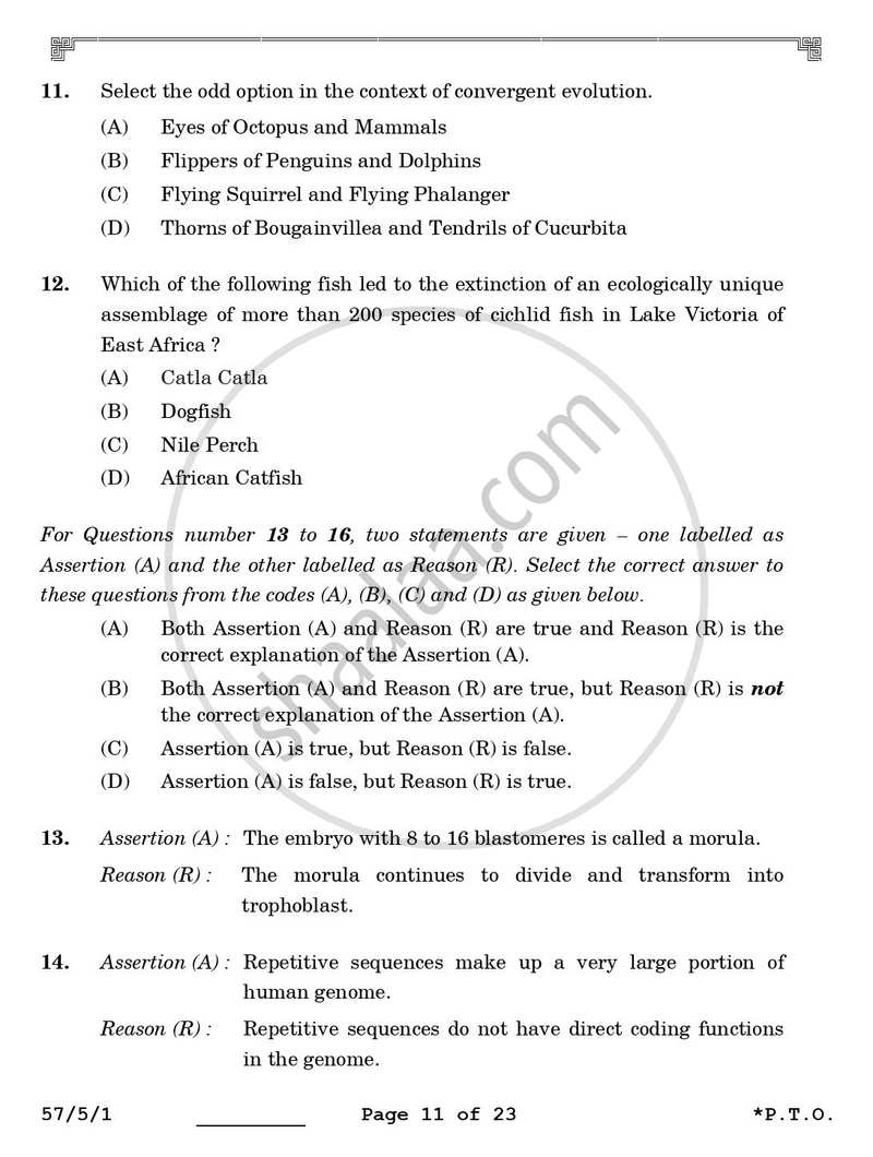 Biology 2025-2026 - CBSE 12th - Class 12 - CBSE (Central Board of Secondary Education) question paper with PDF download