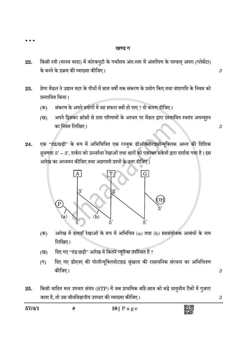 Biology (जीव विज्ञान) 2024-2025 - CBSE 12th - Class 12 [कक्षा १२] - CBSE (Central Board of Secondary Education) question paper with PDF download
