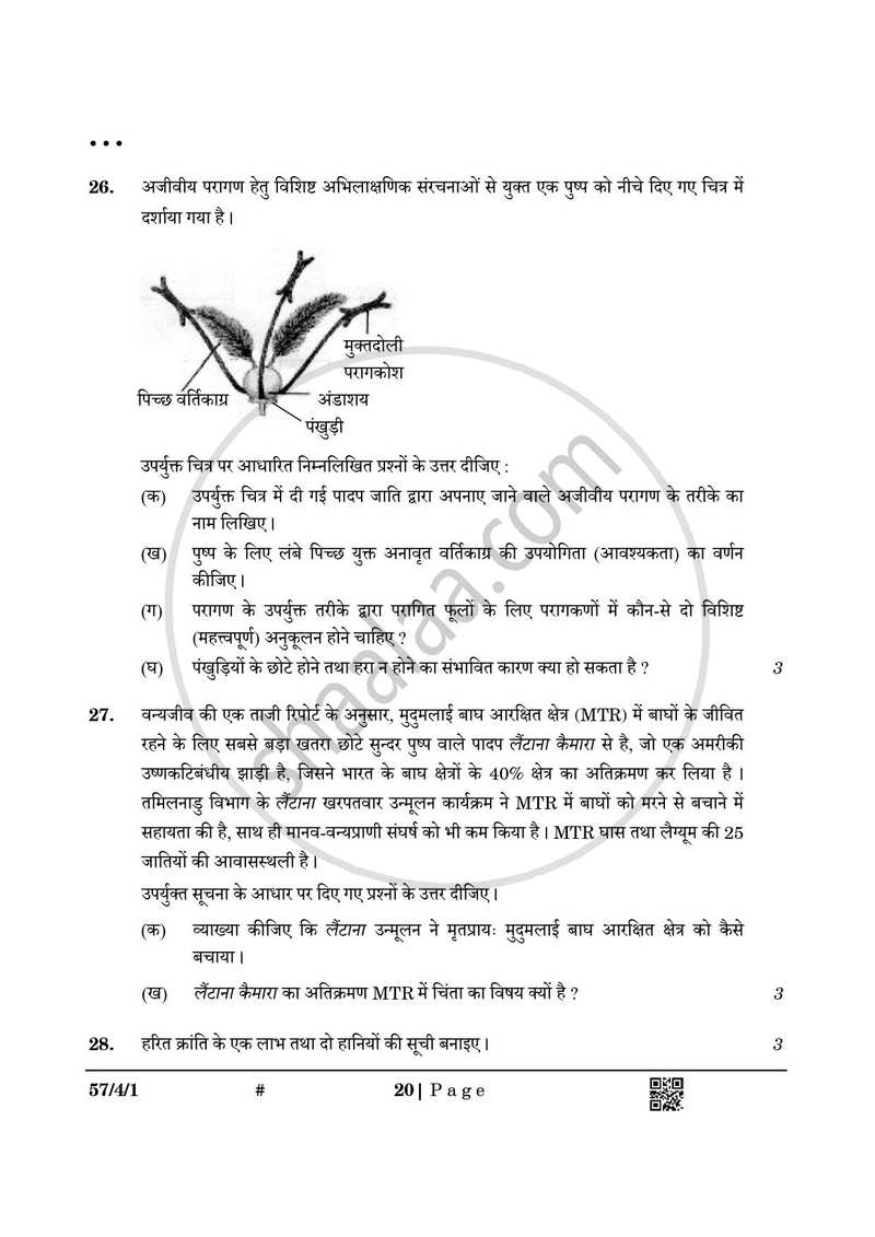 Biology (जीव विज्ञान) 2024-2025 - CBSE 12th - Class 12 [कक्षा १२] - CBSE (Central Board of Secondary Education) question paper with PDF download