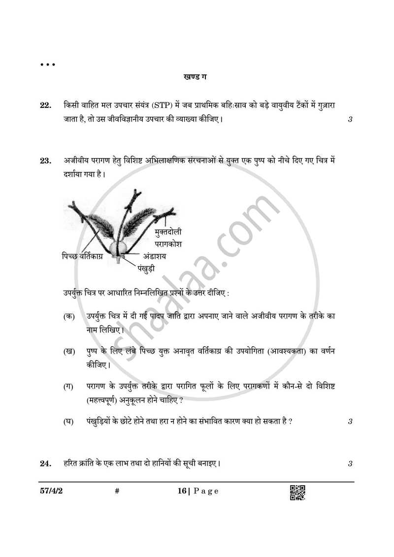 Biology (जीव विज्ञान) 2024-2025 - CBSE 12th - Class 12 [कक्षा १२] - CBSE (Central Board of Secondary Education) question paper with PDF download