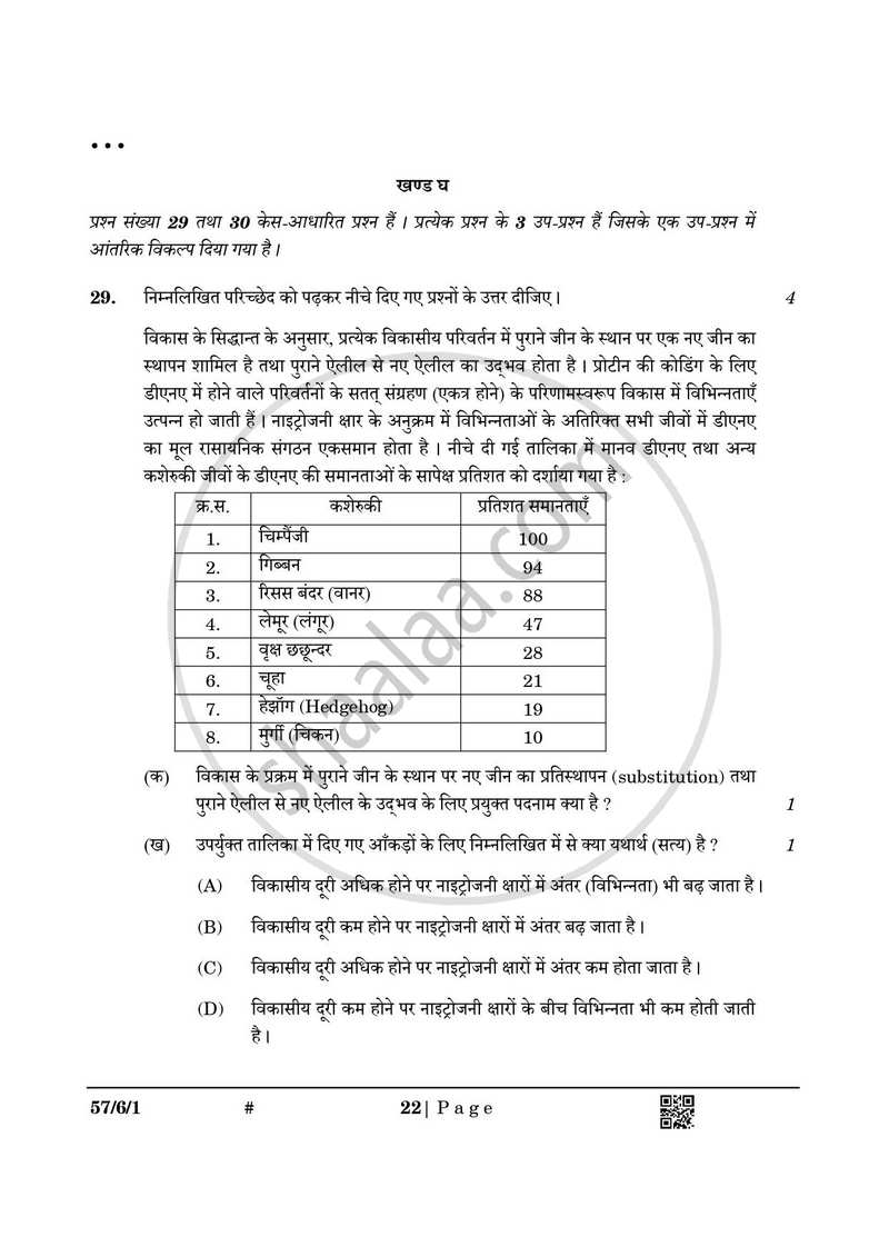 Biology (जीव विज्ञान) 2024-2025 - CBSE 12th - Class 12 [कक्षा १२] - CBSE (Central Board of Secondary Education) question paper with PDF download