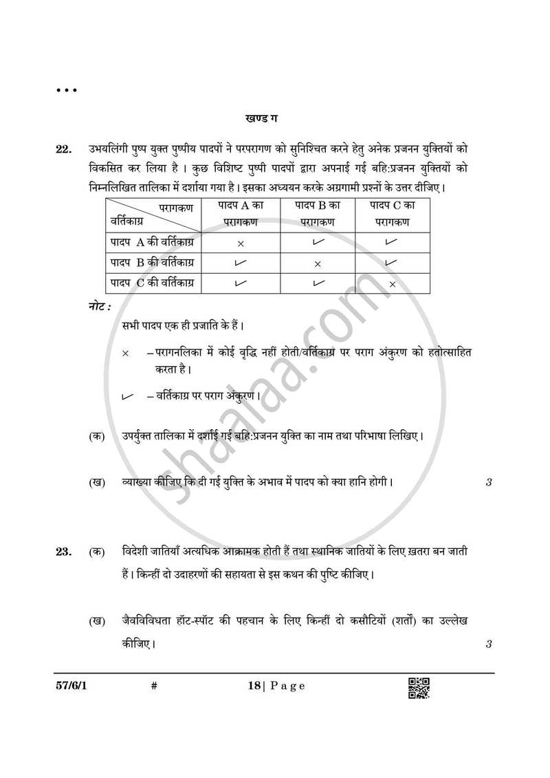 Biology (जीव विज्ञान) 2024-2025 - CBSE 12th - Class 12 [कक्षा १२] - CBSE (Central Board of Secondary Education) question paper with PDF download